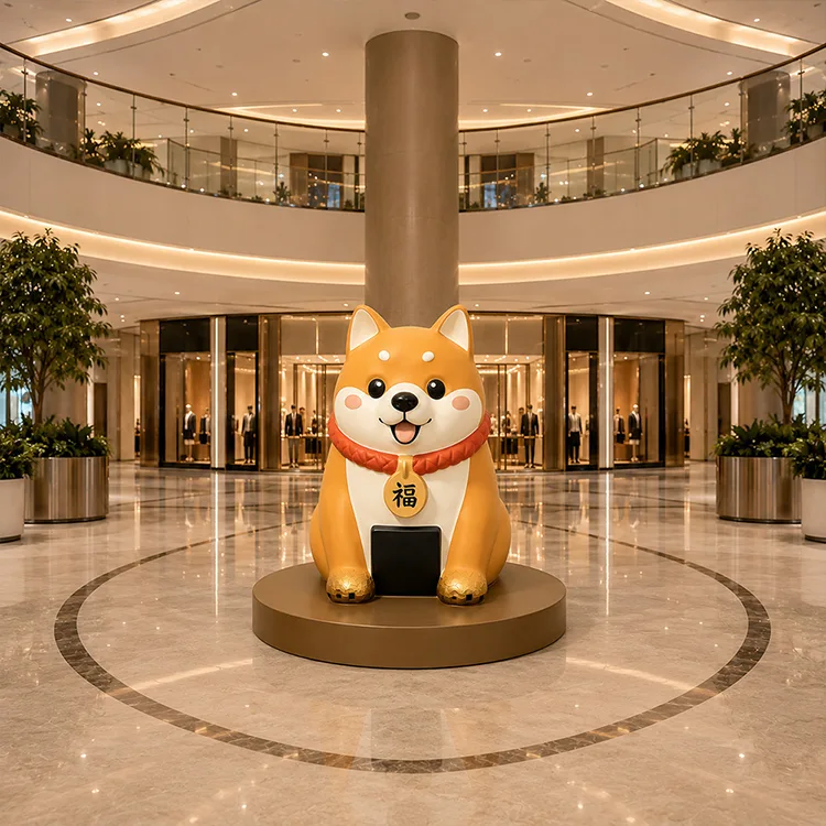 Glasvezel Fortune Dog-sculptuur