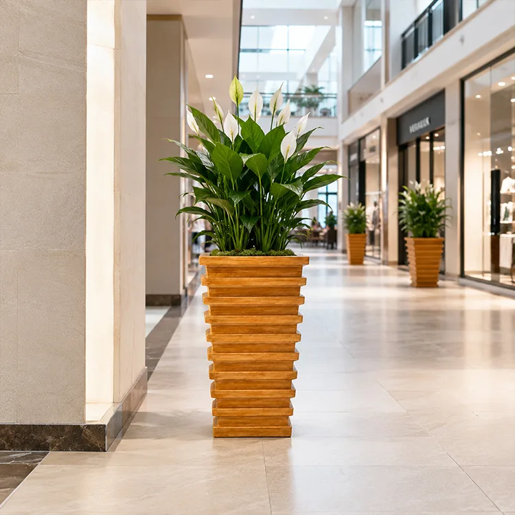 Glasvezel houtnerf plantenbak