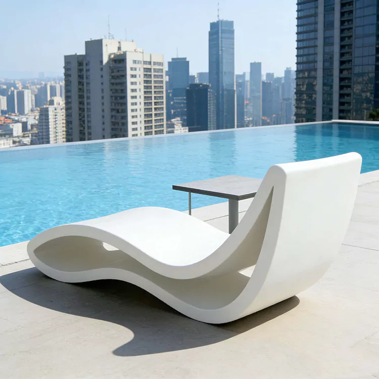 Waterproof Fiberglass Poolside UV Resistant Outdoor Lounger