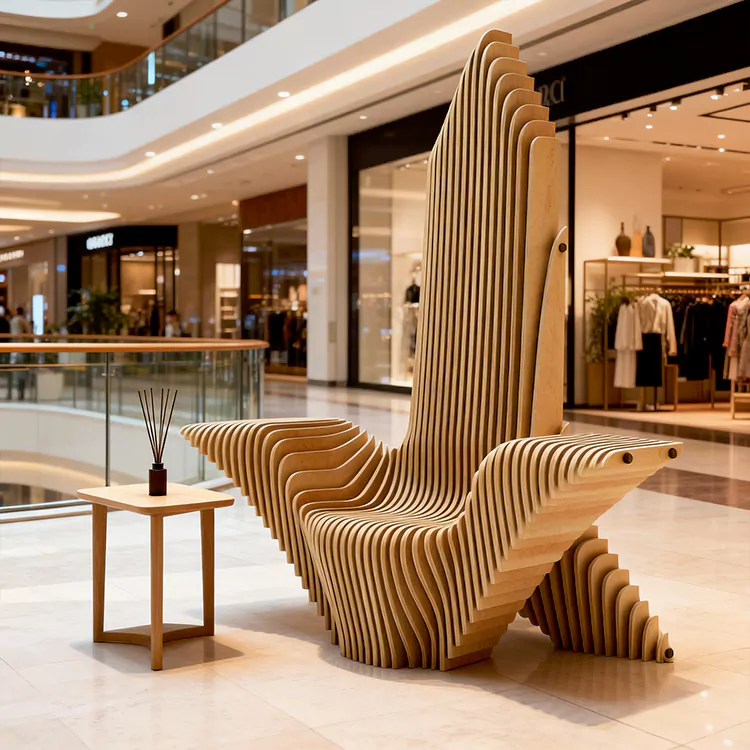 Parametrische stoel met sculptuuraccent met hoge rugleuning