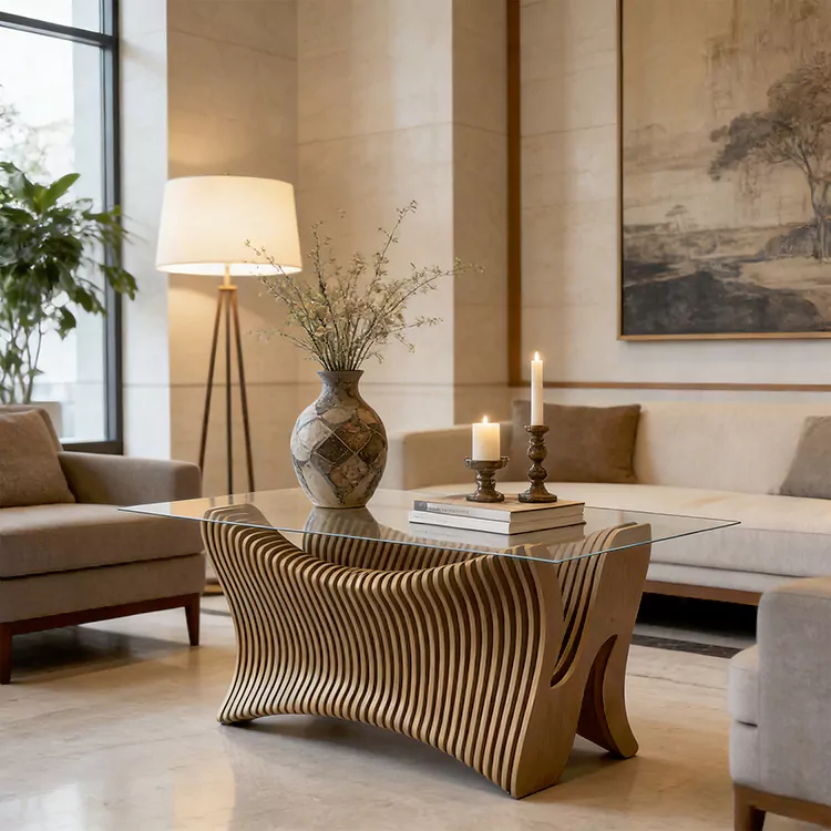 Parametrische sculptuur Wave houten salontafel
