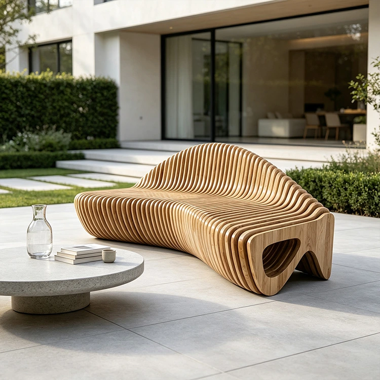 Parametrische houten lattenbank